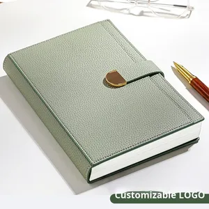 New <b>A5</b> Simple Business Office Diary Meeting Record <b>Notebook</b> Imitation <b>Leather</b> Cover Customizable Logo Gift Box Set Souvenir - Product Image 4