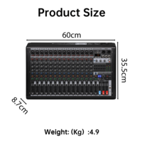 Consola de Mezclas de Audio Profesional B16 de 16 Canales con 99 Efectos DSP y Alimentación Phantom de 48V para Grandes Conciertos e Iglesias