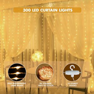 Luci <span class=keywords><strong>LED</strong></span> tenda fata impermeabile 3*3m 3*2m 3*1m luci Decorative stringa 8 modalità per interni camera da letto decorazioni natalizie - Product Image 5