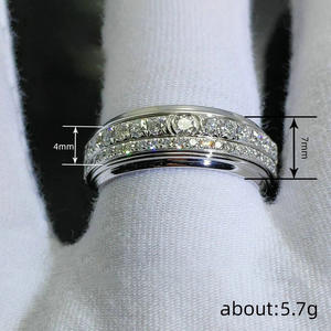 Anillo de Diamantes de Oro Blanco T0866, Corte Brillante Redondo Natural, Color G, Anillo de Bodas Unisex, Joyería - Product Image 4