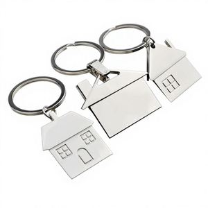 Wholesale Business Gift Fashion Vintage Letterpress Printing Engraving Silver Zinc Alloy House Shape Keychain <b>Key</b> <b>Chain</b> - Product Image 1