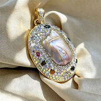 Collier en alliage d'or avec pendentif unique en perle baroque et tourmaline, hypoallergénique, fait main, bijoux vintage pour femme, cadeau