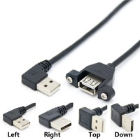 Câble d'extension USB 2.0 Mini B à Type B femelle à angle droit gauche à 90 degrés personnalisé câble d'extension de données à montage sur panneau