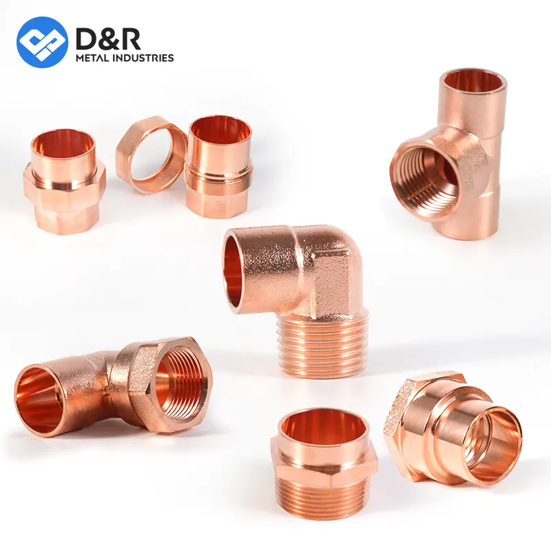 D & R Hot Selling 2 Way Dn15 Koppeling 1 3/8 Inch Elleboog Vrouwelijke Koperen Plating Messing Pijp Fitting Voor Water Gebruik