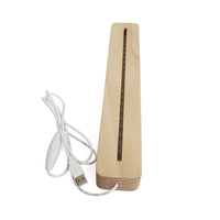 Support d'affichage LED rectangulaire 400 mm, support de lampe en acrylique 3D, base lumineuse en bois USB à intensité variable pour veilleuse