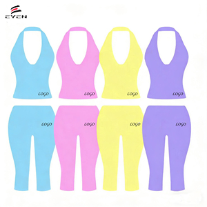 2026 <strong>Womens</strong> Y2K Custom logo Leggings Sets <strong>Jersey</strong> Tracksuits Soild Halter Tops Biker <strong>Shorts</strong> Casual Two Piece Set <strong>Women's</strong> Clothing - Product Image 1