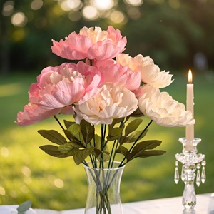 Fleurs <span class=keywords><strong>de</strong></span> pivoine artificielles roses à 5 têtes, bouquet <span class=keywords><strong>de</strong></span> pivoines en soie <span class=keywords><strong>pour</strong></span> la décoration <span class=keywords><strong>de</strong></span> la maison, des mariages et des fêtes, fleurs artificielles réalistes en gros - Product Image 6