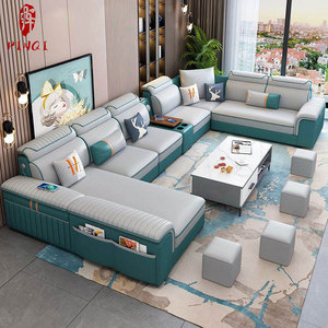 Set Divano Modulare di Lusso Moderno a 7 Posti Angolare a U con Lavorazione Capitonnè per <span class=keywords><strong>Soggiorno</strong></span> - Product Image 4