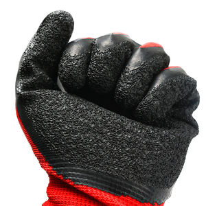 Precio de fábrica, venta al por mayor, calibre 13, gasa roja, látex negro, guantes arrugados, guantes de protección laboral - Product Image 6
