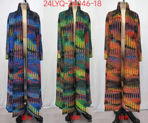 <b>Plus</b> <b>Size</b> Breathable <b>Waterproof</b> Eco-Friendly Quick Dry Anti-Wrinkle Polyester Long Casual Printed Pleated Urban Women Abaya - Product Image 5