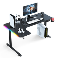 Bureau de jeu réglable en hauteur à moteur unique BEISIJIE AL-L, table en fibre de carbone RGB avec base en T