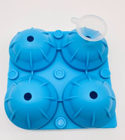 Moule à glaçons en silicone écologique avec entonnoir et système de verrouillage, 4 cavités, pour whisky et jus de fruits