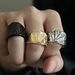 Anello da donna argento Hip Hop carte Poker anello da uomo in acciaio inossidabile - Product Image 3