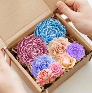 Fleur Silicone Moules Résine Bougie Moule Ensemble 3D Bloom Rose Pivoine <span class=keywords><strong>Fondant</strong></span> Moule pour Gâteau Au Chocolat Décor Savon Bougie Faisant <span class=keywords><strong>Kit</strong></span> - Product Image 1