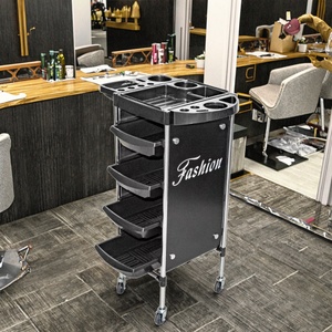 Beauty Spa Hairdresser Black 4 Tier Rolling Storage Barber Hair Salon <strong>Trolley</strong> - Product Image 3