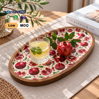Meilleures ventes : Plateau de service ovale en bois d'acacia avec motif de fruits, idéal pour le café, l'hôtellerie, la restauration et les réceptions.
