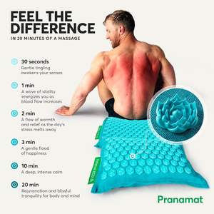 Juego de alfombrilla y almohada de acupresión para espalda/cuello/cabeza alivio del dolor de cuerpo completo y relajación muscular alivia el estrés y la tensión - Product Image 6