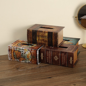 Mystic Arts Wooden Tissue <b>Box</b> <b>Book</b> Style PU Leather Home Office Desktop Decorative Pull Out Tissues 4002A - Product Image 2