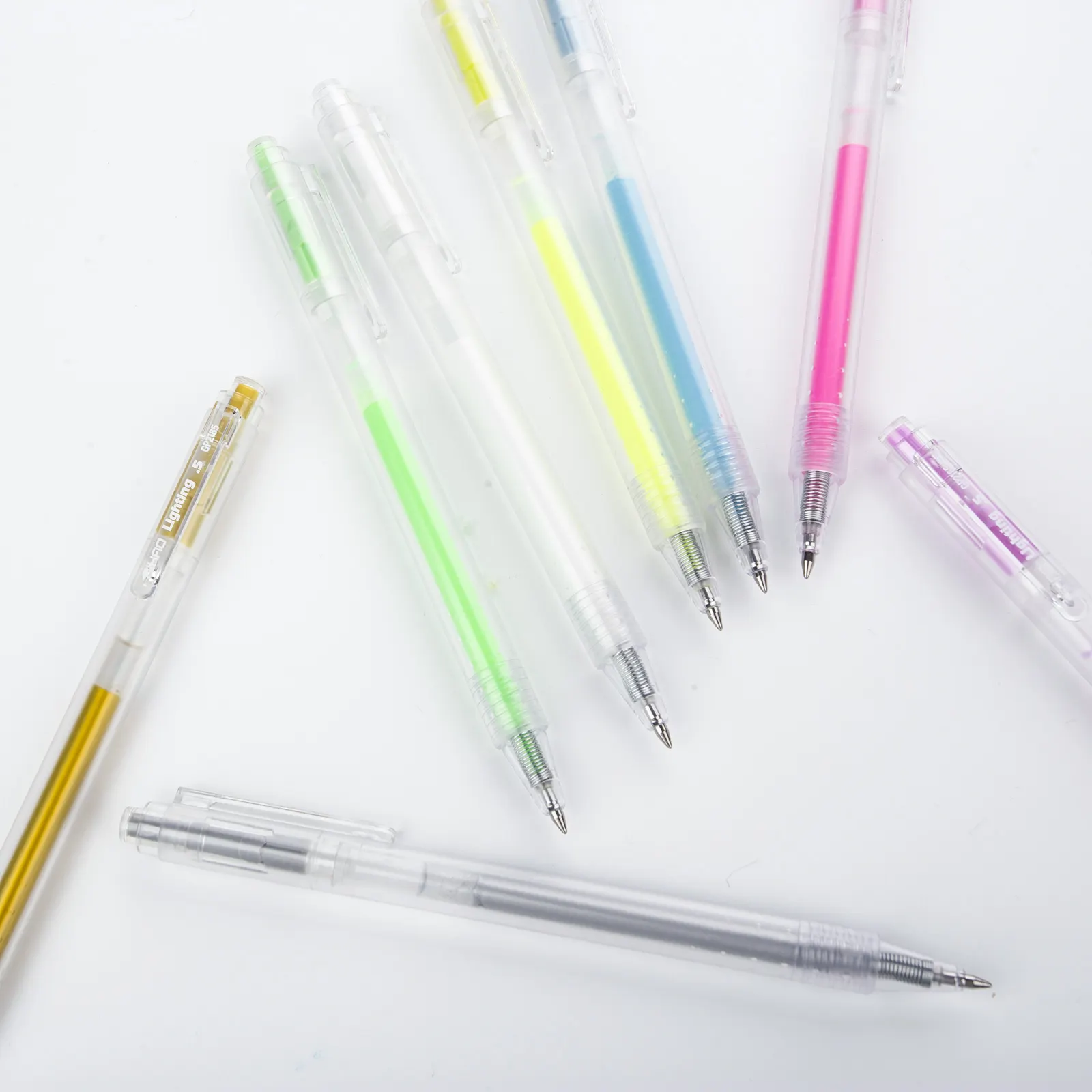 ปากกาเจลหมึกเจลแบบพับเก็บได้สีรุ้งสำหรับทดสอบโลโก้สีฟ้าขนาด0.5มม.