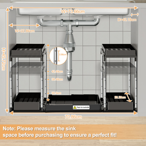 2-Tier Multifunction <b>Kitchen</b> Sink <b>Storage</b> Organizer Portable Standing Type Rectangle Black Home Organizers Save Space Racks - Product Image 5