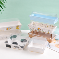 Boîtes à dessert personnalisées avec logo, emballage recyclable pour pâtisseries, avec poignée, couvercle en papier transparent, boîtes à biscuits pour desserts