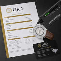 Luxuriöse S925 Silber Moissanit-Uhr mit Schweizer Quarzwerk, 3ATM Wasserdicht, Saphirglas und Echtlederarmband