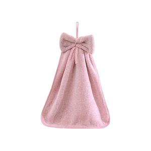Youhe <b>Hand</b> <b>Towel</b> 35x34cm Coral Fleece Bow Design For Bathroom Kitchen - Product Image 5