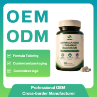 Capsules d'Ashwagandha, L-Théanine et Glycinate de Magnésium – Soutien pour le Stress, le Sommeil, la Calme Cérébral et la Relaxation – Complément Alimentaire Végétalien