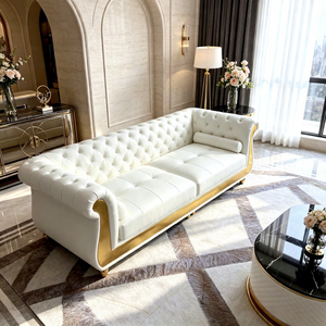 Moderne Licht Luxe Echt Lederen Rechte Bank <span class=keywords><strong>Nieuwe</strong></span> Crèmekleurige Stijl Gestikte Combinatiebank voor Kleine Woonkamer - Product Image 1