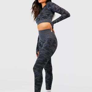 Conjunto de Yoga para Mujer sin Costuras, Leggings de Alta Elasticidad y Top Corto de Manga Larga para Gimnasio - Product Image 6