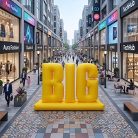 Lettres gonflables géantes jaunes personnalisées pour la publicité extérieure, décorations géantes éclairées par LED