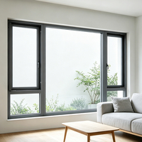 Ventana Abatible de Doble Vidrio con Marco de Aluminio para Zonas Costeras, Resistente al Viento y a Tifones, Perfil Reforzado