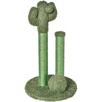 Arbre à chat écologique en forme de cactus, griffoir en bois de sisal, perchoir incurvé, balle interactive suspendue, 4 niveaux, 77,9 cm H, vert, carton