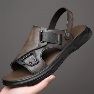 Nouvelles sandales classiques décontractées en cuir véritable pour hommes, idéales pour l'été et les activités de plein air, avec semelles souples - Product Image 5