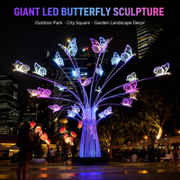 Grande sculpture de papillon abstrait en acier inoxydable, de grande taille, pour l'aménagement paysager extérieur des parcs, des places urbaines et des jardins