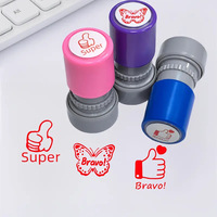 Tampon auto-encreur rond, motif mignon, couleurs pastel, DIY, pour encouragement, tampon d'enseignant, récompense pour étudiants, cadeau pour enfants, idéal pour la salle de classe ou les fêtes.