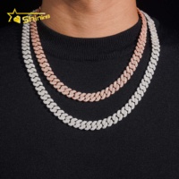 Collier Chaîne Maillons Cubains de Miami 10mm et Bracelet en Argent 925 Testé VVS Moissanite Diamant de Laboratoire Hip Hop Bling Bling