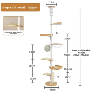 Árbol para Gatos de Madera Maciza Industrial con Estructura Metálica, Mueble de Escalada para Gatos de Múltiples Niveles para Interiores - Product Image 3