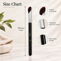 Pinceau de maquillage pour les yeux angulaire de 15,5 cm avec des poils en fibres ultra-douces de 0,07 mm, virole en aluminium épaissie