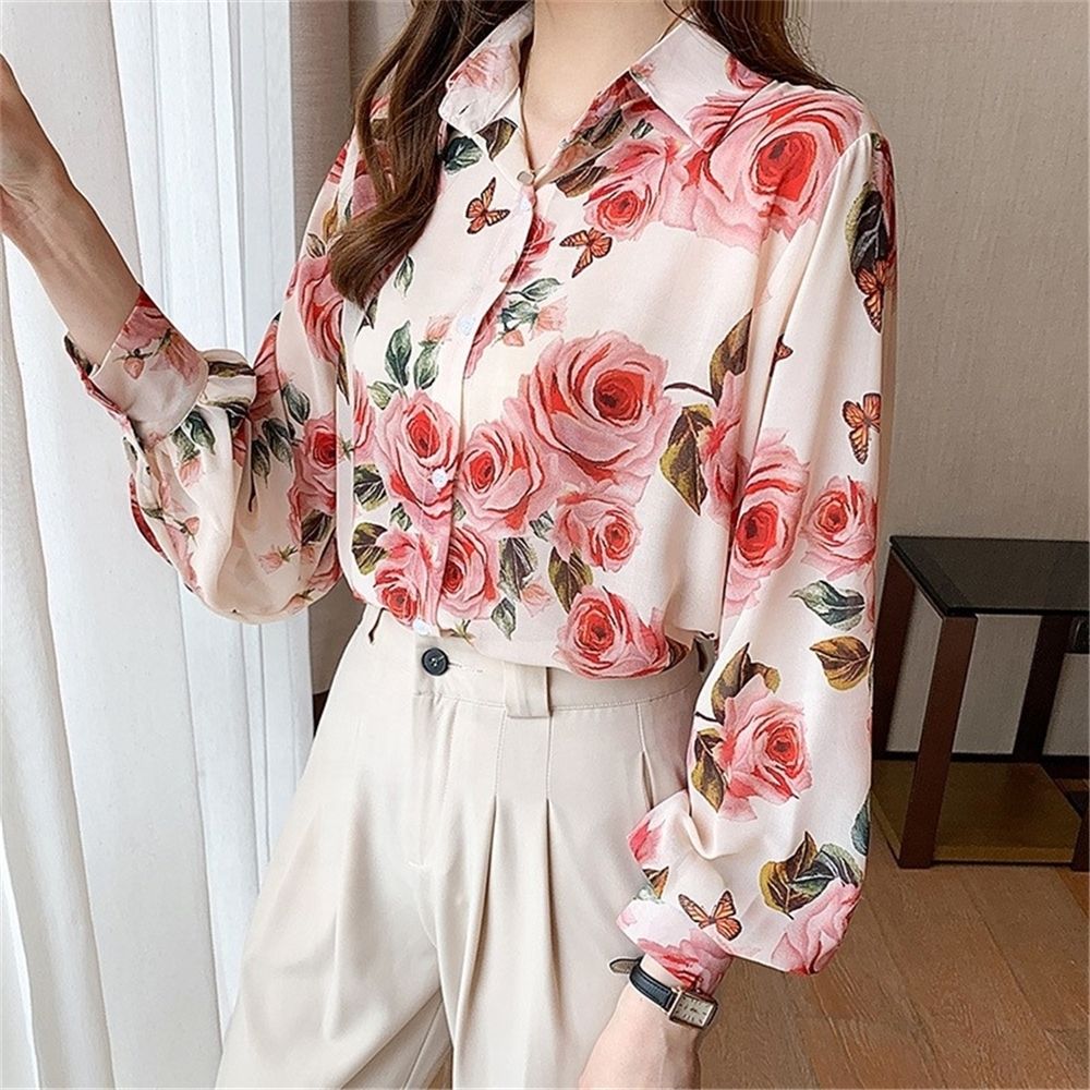 Blusa de manga larga para primavera y otoño, camisa con estampado