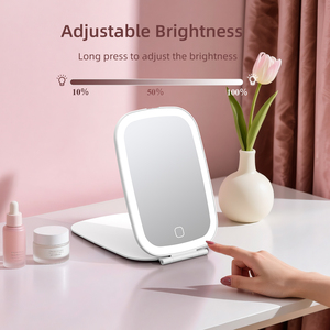 Gấp Túi trang điểm gương siêu mỏng xách tay thông minh 3 màu Dimmable đèn <span class=keywords><strong>LED</strong></span> USB sạc 1x phóng đại trang điểm - Product Image 4