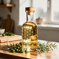 Op maat gemaakte kleurlogo 400ml ronde fles van superflintglas met geprägte verpakking, lege fles voor sterke drank, whisky, gin, groothandel