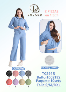 Tc291r Tuta da donna con cappuccio, cerniera lunga, vestibilità ampia casual, 100% cotone traspirante, blu tinta unita, abbigliamento primaverile - Product Image 3