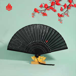 Abanico de mano de bambú tradicional grabado personalizado para festivales; para el Año Nuevo chino Coachella <span class=keywords><strong>Salsa</strong></span> Dance Christmas Angel Music - Product Image 3