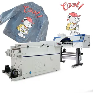 Venta directa hancolor todo en uno tipo A2 tamaño sistema de reciclaje de tinta blanca dos cabezales i3200 60cm impresora DTF para camisetas de prendas