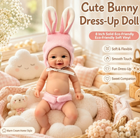 Poupée Reborn réaliste en silicone solide de 20 cm (8 pouces), lavable, pour le bain et la déguisement, adorable compagnon de jeu de la taille d'une paume, idéale comme cadeau de vacances