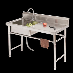 Stainless Steel Single Bowl <strong>Sink</strong> With Worktable Commercial Restaurant <strong>Outdoor</strong> <strong>Kitchen</strong> <strong>Sink</strong> - Product Image 4