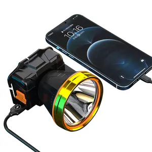 Headlamp Kerja Dapat Disesuaikan Luar Ruangan USB Baterai Isi Ulang Terpasang 3 Kecepatan Headlamp ABS Tahan Air untuk Industri