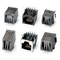 Connecteur Ethernet RJ45 femelle 1 port réseau 4P4C 6P6C SMT RJ45 pour carte de circuit imprimé, 90 degrés, 1,5 A, prise modulaire