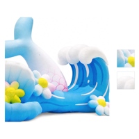 Crête publicitaire gonflable en mousse motif vague marine bleue, avec ventilateur intégré, impression numérique, 8-10 pieds, pour affichage au bord de la piscine des complexes hôteliers
